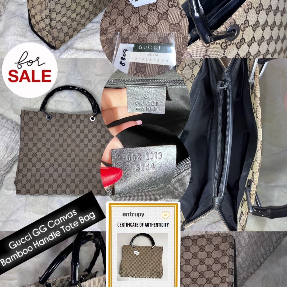 Gucci GG Canvas Tote with Bamboo Handles
